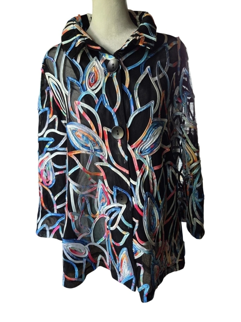 Damee New York Art to Wear Sheer Mesh Wire Collar Jacket L
